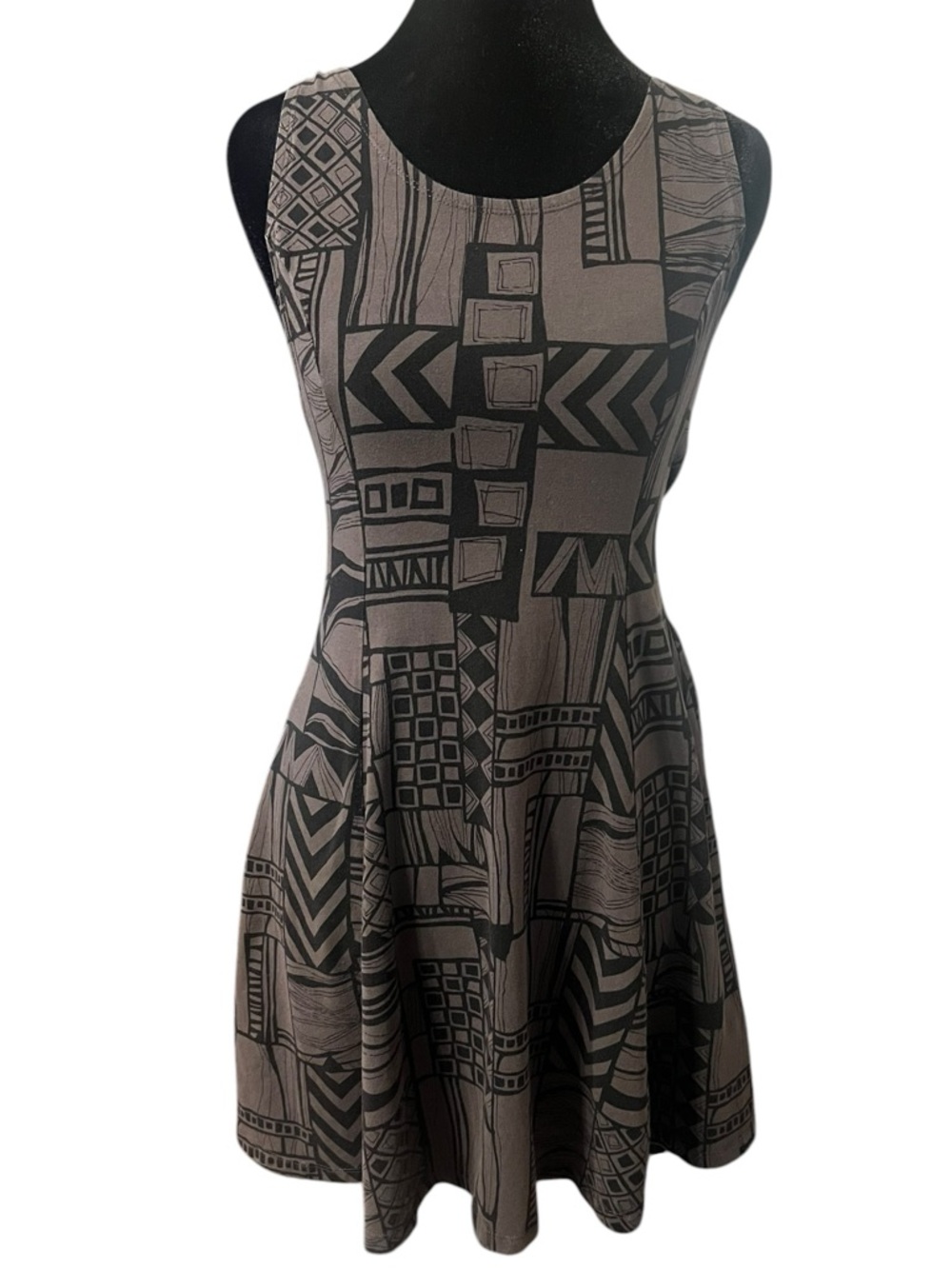 Vans Gray Black Geometric Mini Dress S